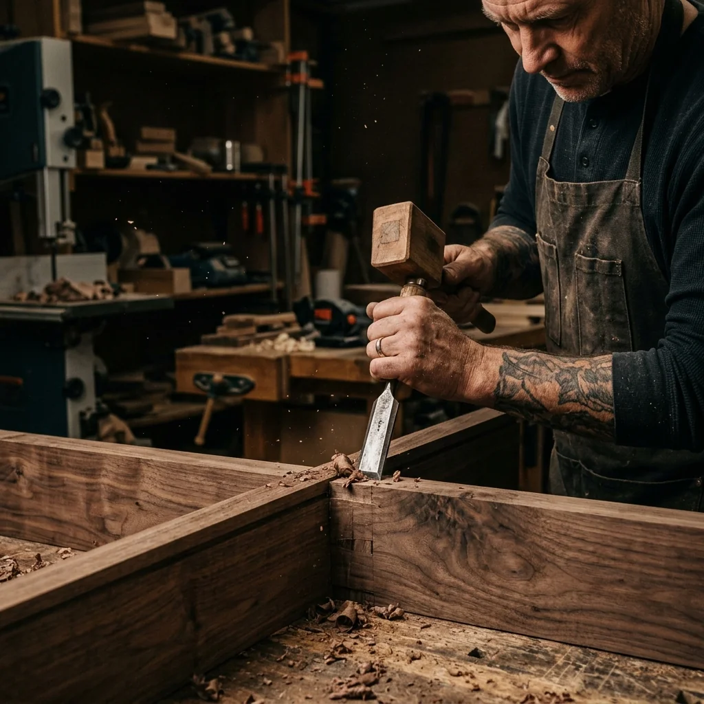 Craftsman working with timber in the Ultimate Wood workshop